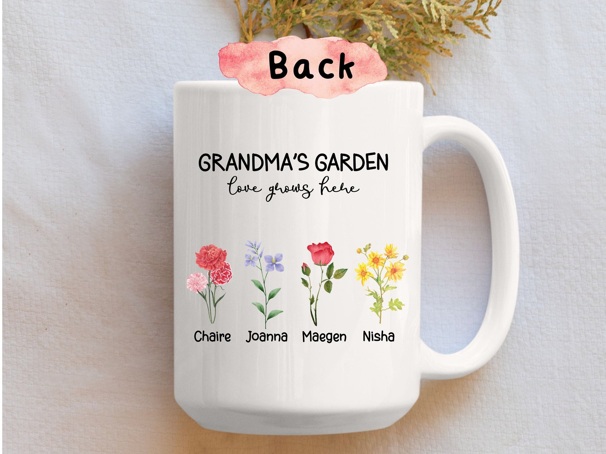 Birth Month Flower Mug, Personalized Gift for Grandma, Grandma Garden Mug, Custom Grandma Mug, Birth Flower Grandma Gift for Mother's Day