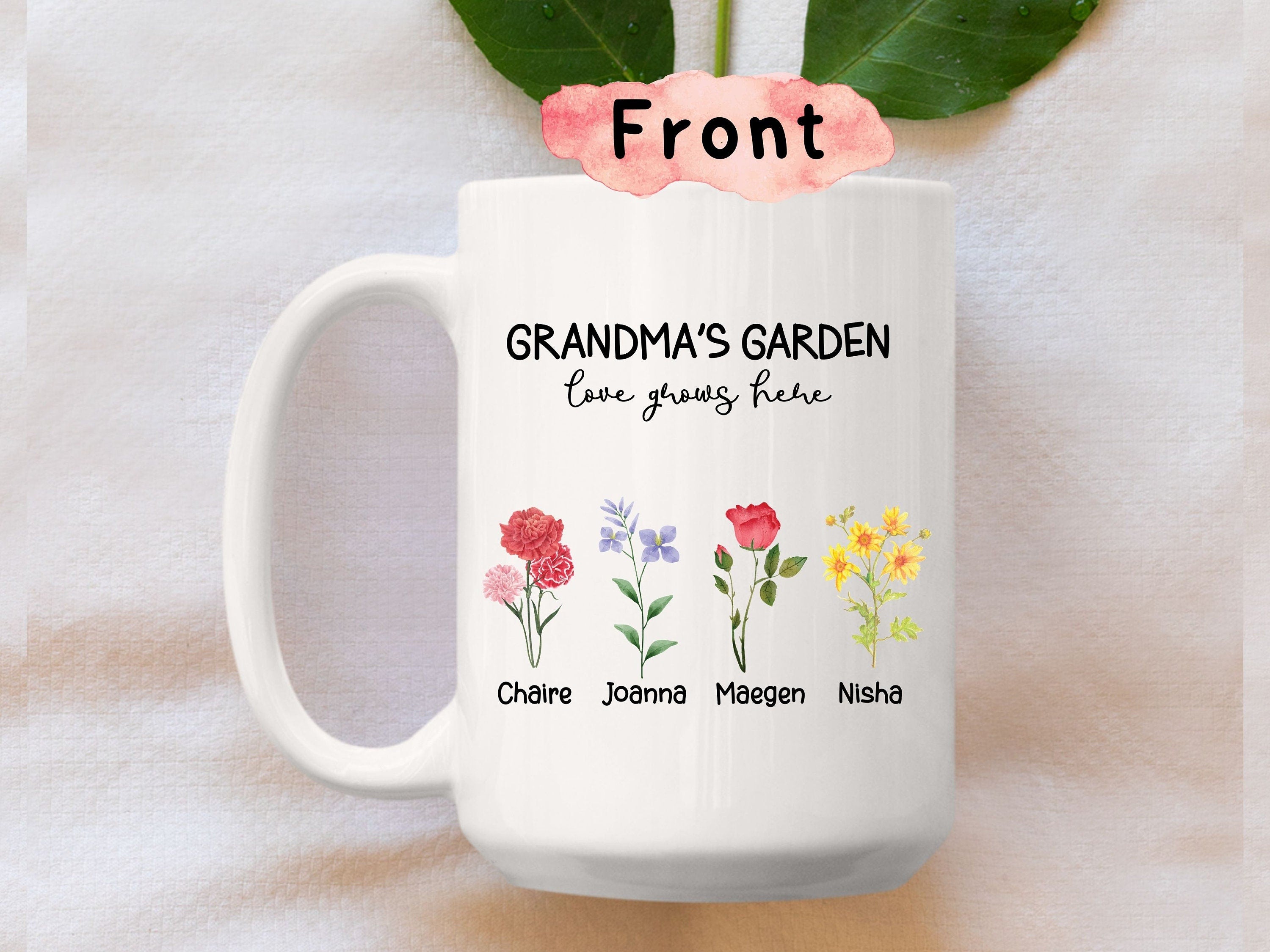 Birth Month Flower Mug, Personalized Gift for Grandma, Grandma Garden Mug, Custom Grandma Mug, Birth Flower Grandma Gift for Mother's Day