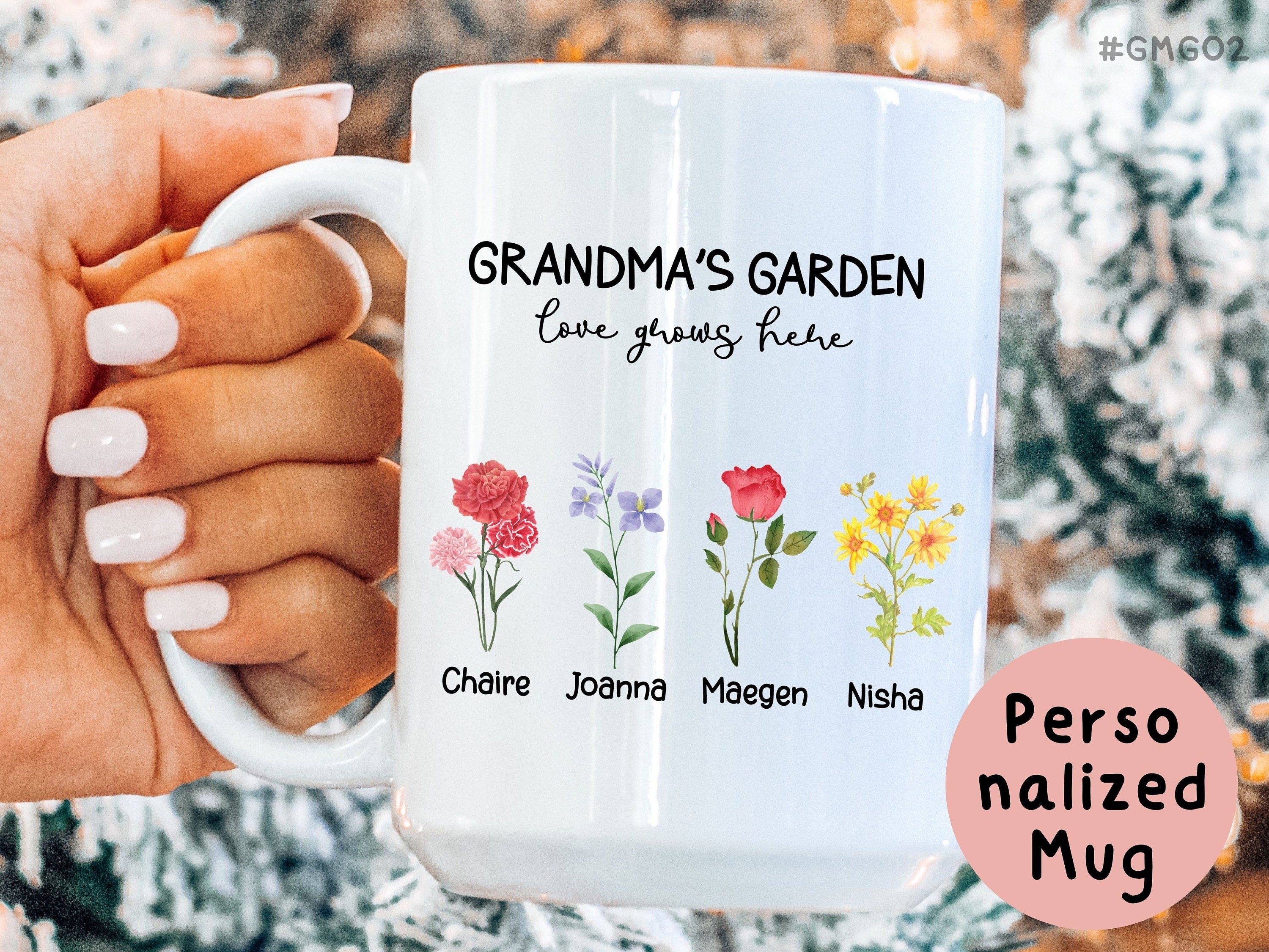 Birth Month Flower Mug, Personalized Gift for Grandma, Grandma Garden Mug, Custom Grandma Mug, Birth Flower Grandma Gift for Mother's Day