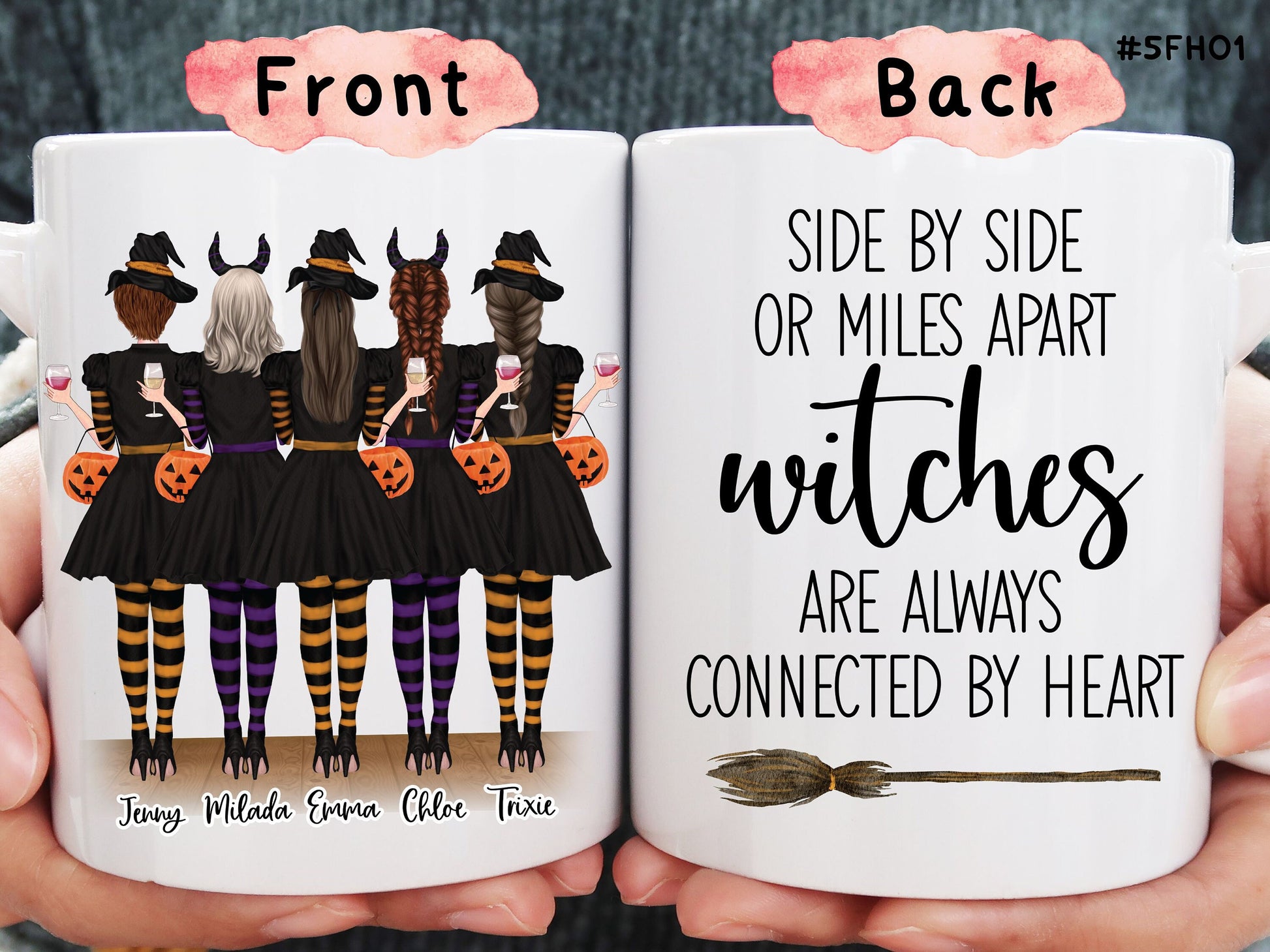 5 Best Witches ever mug, Best Fucking Friend Ever, Witch Mug, Funny Halloween Coffee Cup, Gift for best friends, Hello Fall, hello halloween