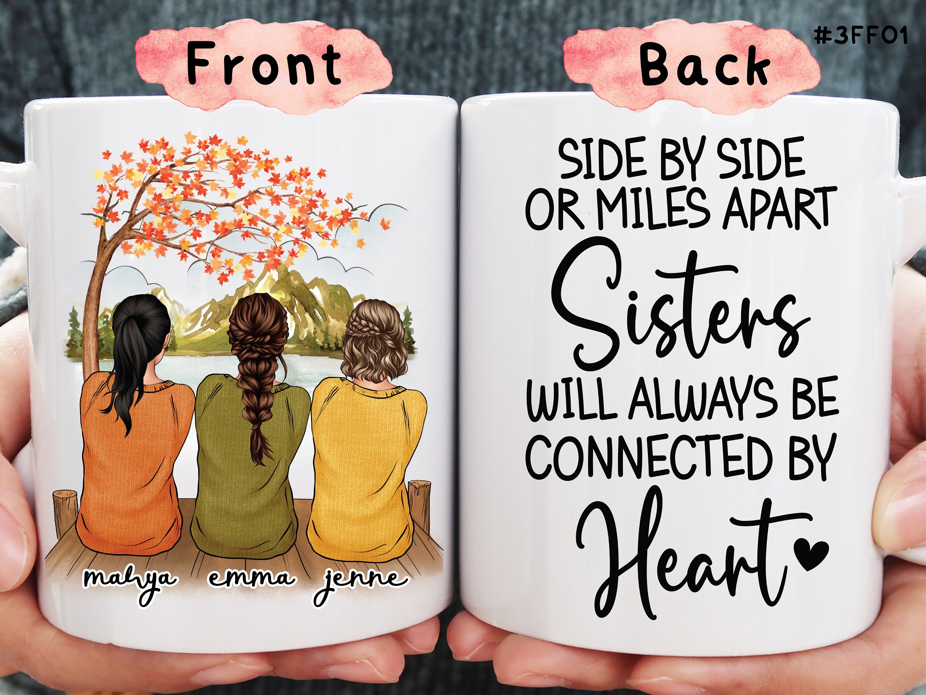 Side By Side Or Miles Apart Coffee Mug, Custom Best Friend Gifts, Autumn Mug, Pumpkin Spice Mug, Halloween Mug, Bestie Fall Birthday Gift