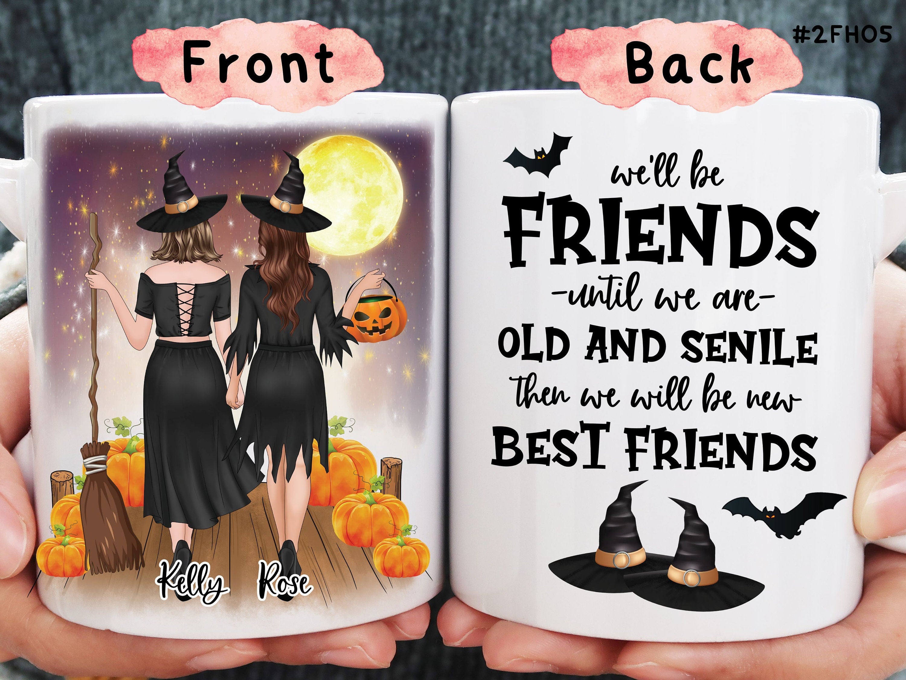 Personalized Best Witch Friends Mug, Custom Coffee Mug | Halloween Home Decor, Fall Home Decor | Custom Birthday Gift for Best Friends, BFF