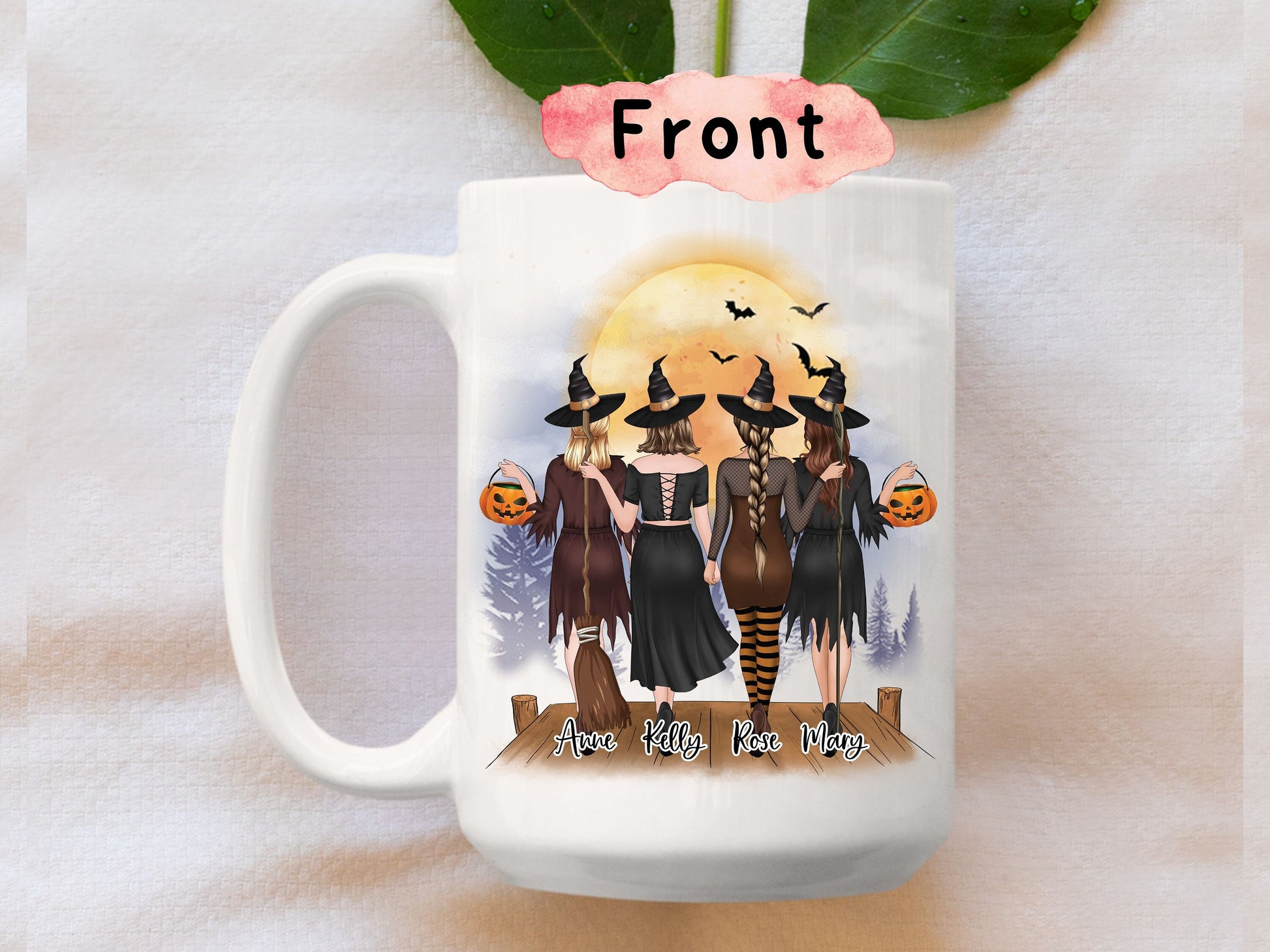 Halloween Is Better With Sisters, Personalized Best Witch Friends Mug, Custom Coffee Mug, Halloween Home Decor, Fall Home Decor, (#4FH02)