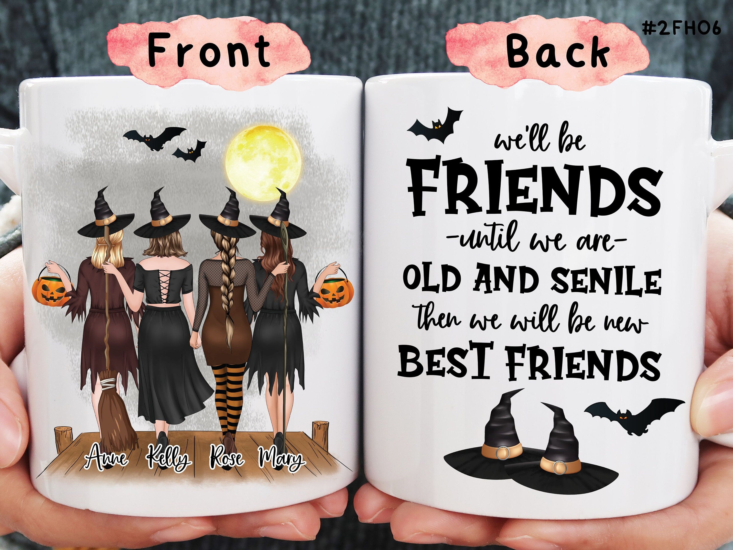 Personalized Best Witch Friends Mug, Custom Coffee Mug | Halloween Home Decor, Fall Home Decor, Custom Birthday Gift for Best Friends, BFF