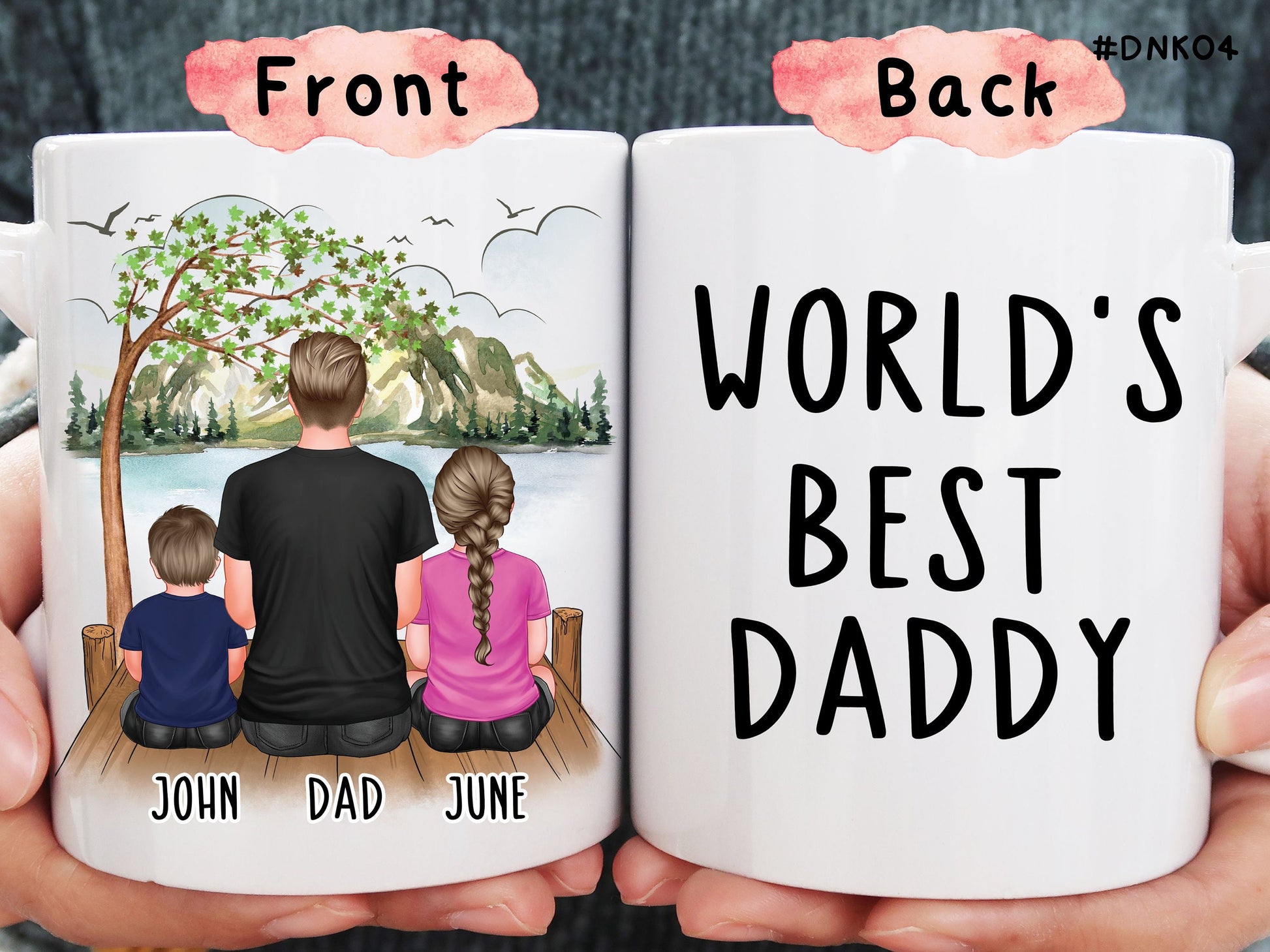 Personalized Dad Gifts From Kids, Daddy Gifts From Daughter and Son, Custom Gift For Dad, Dad Coffee Mug With Kids, Dad Birthday Gift