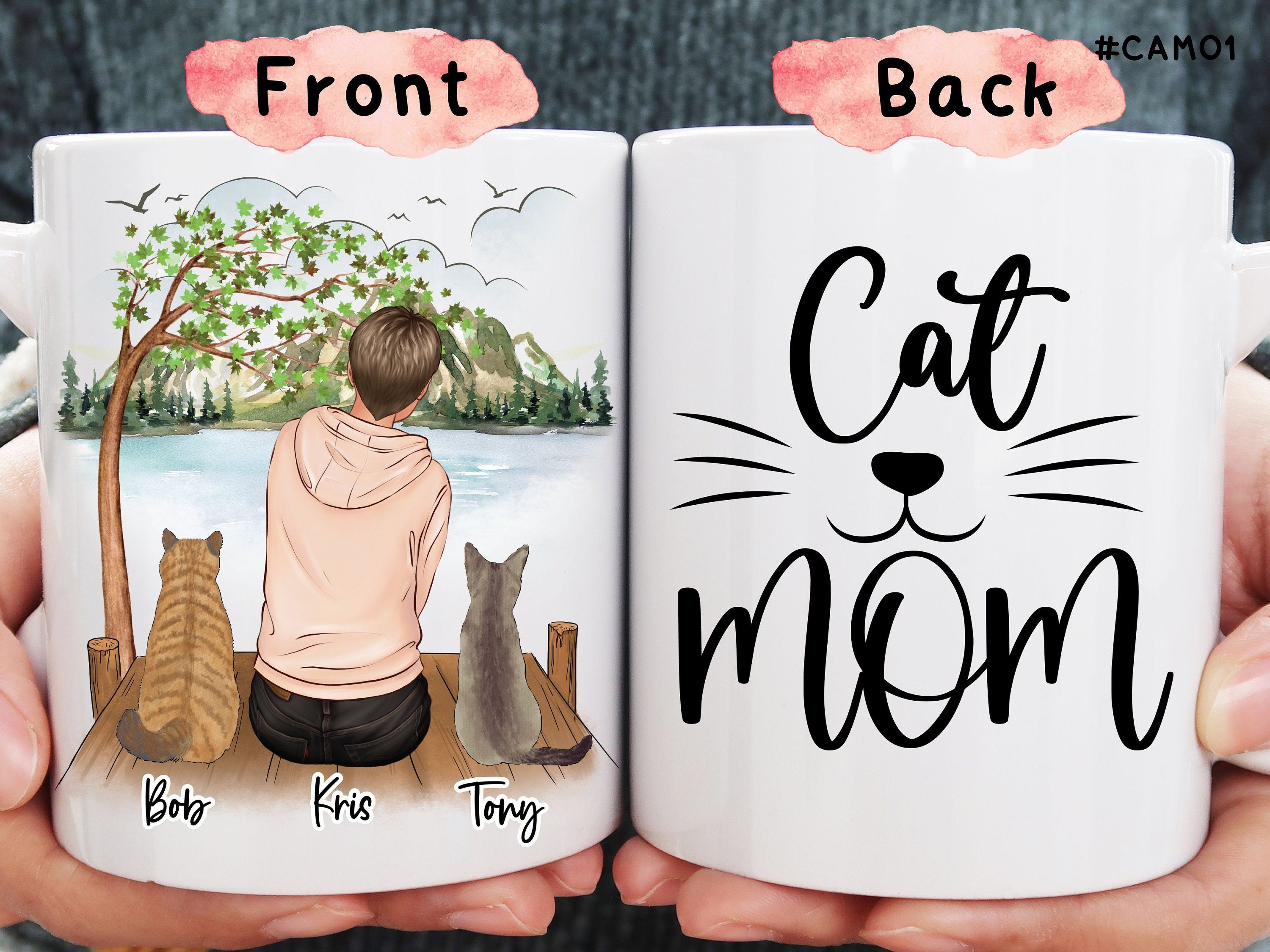 A Personalized Gift For Cat Lovers, Custom "Cat Mom" Coffee Mug, Cat Mug Cat Lover Valentines Day Gift For Girlfriend Valentines Gift