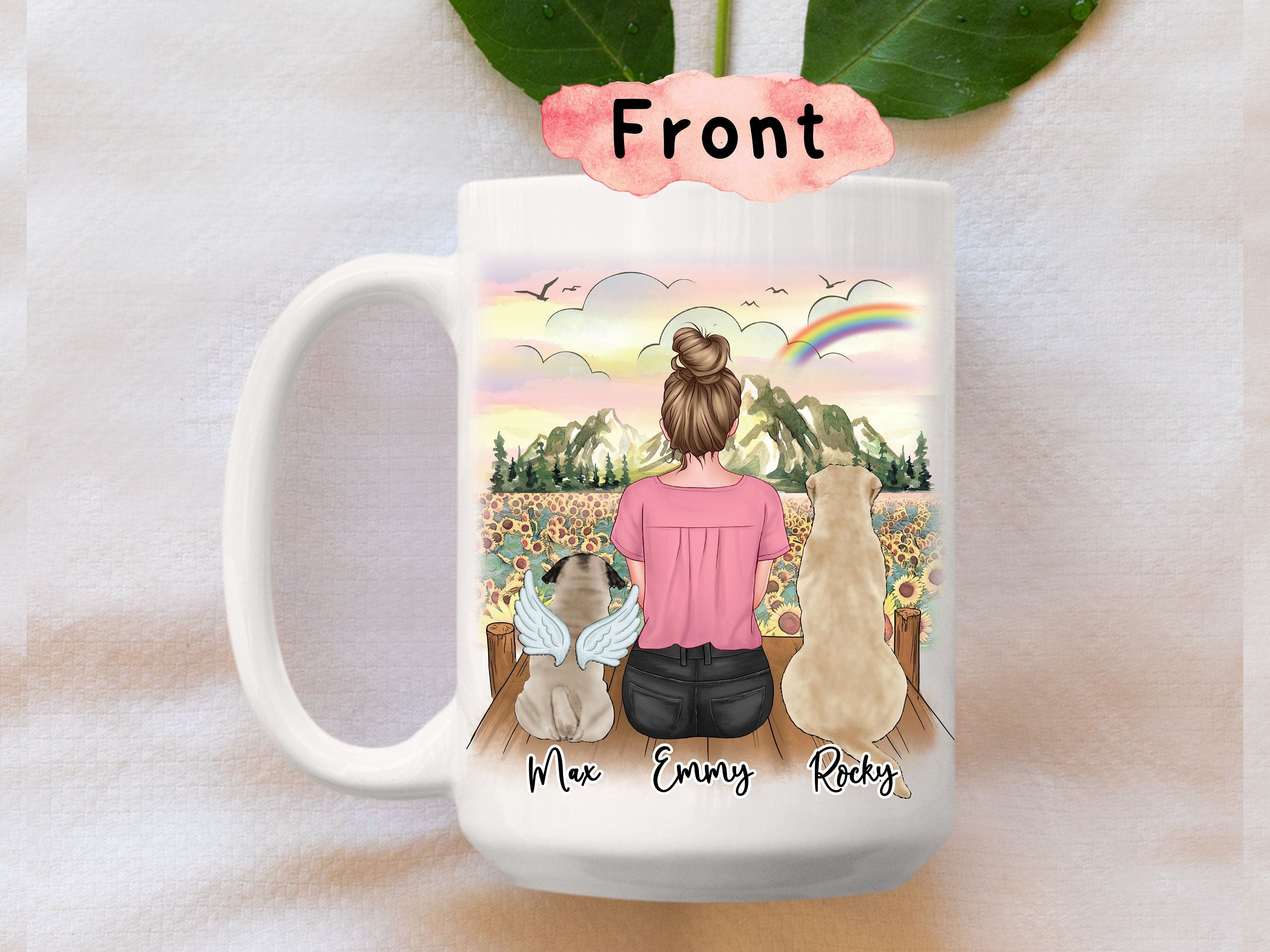 Girl And Dogs - Forever In Our Hearts - Memorial Dog Custom Mug Personalized Gift For Dog Mom, Memory Gift Dog Lovers #DNM16