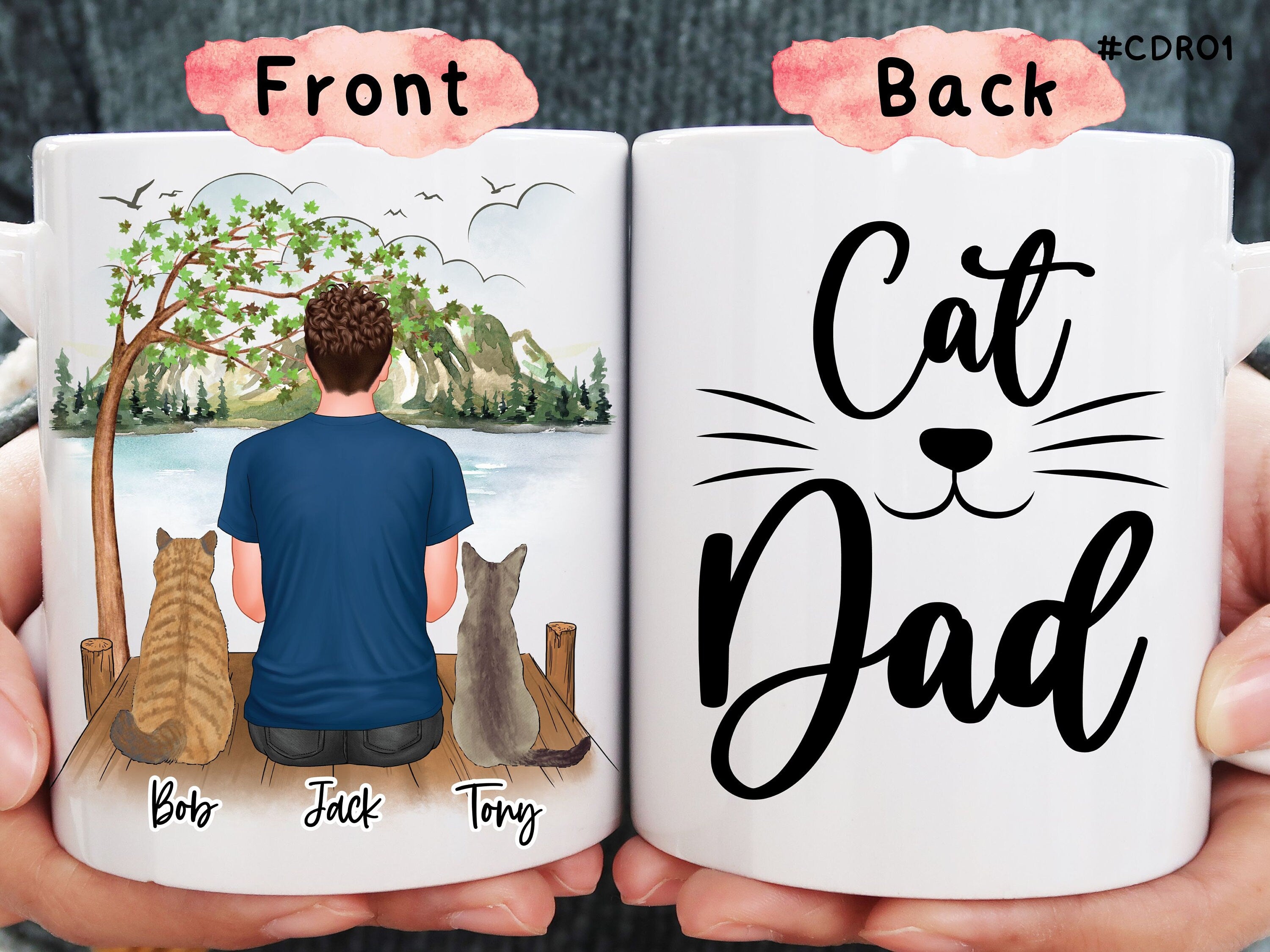 A Personalized Gift For Cat Lovers - Custom "Cat Dad" Coffee Mug! Cat Dad, Mug Cat Father, Cat dad mug, Cat Dad Cup, Custom Pet Mug #CDR01