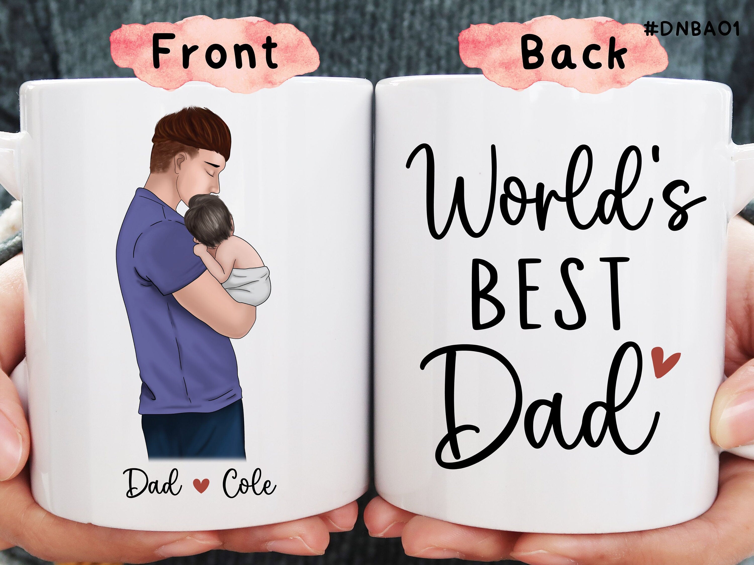 Personalized Fathers Day Gift from Kids Gift from Wife World's Best Daddy Step Dad Gift Bonus Dad Father's Day Gift ,(#DNBA01)