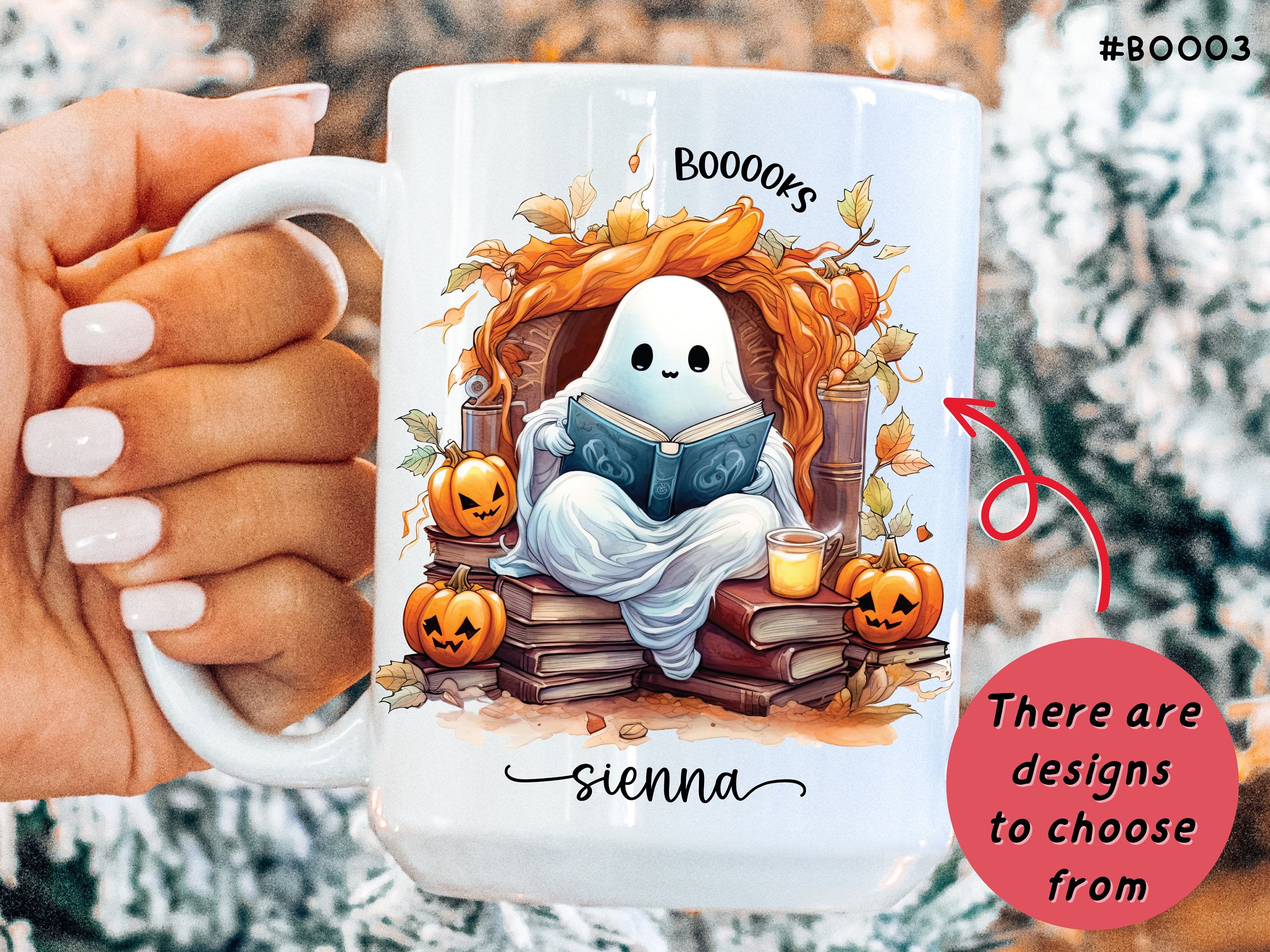 Cute Ghost Halloween Mug, Ghost Reading Book Mug, Book Lovers Coffee Mug, Halloween Fall Mug, Bookish Cup, New Home Gifts, Boo Pumpkin Mug